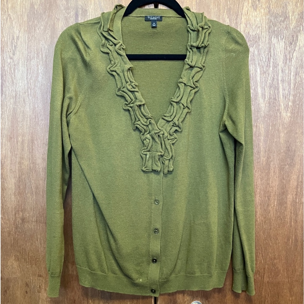 Talbots Olive Buttondown Sweater